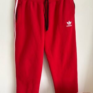 Adidas Red Track Pants | 100% Cotton Joggers Athleisure Streetwear